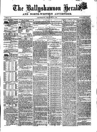cover page of Ballyshannon Herald published on May 13, 1864